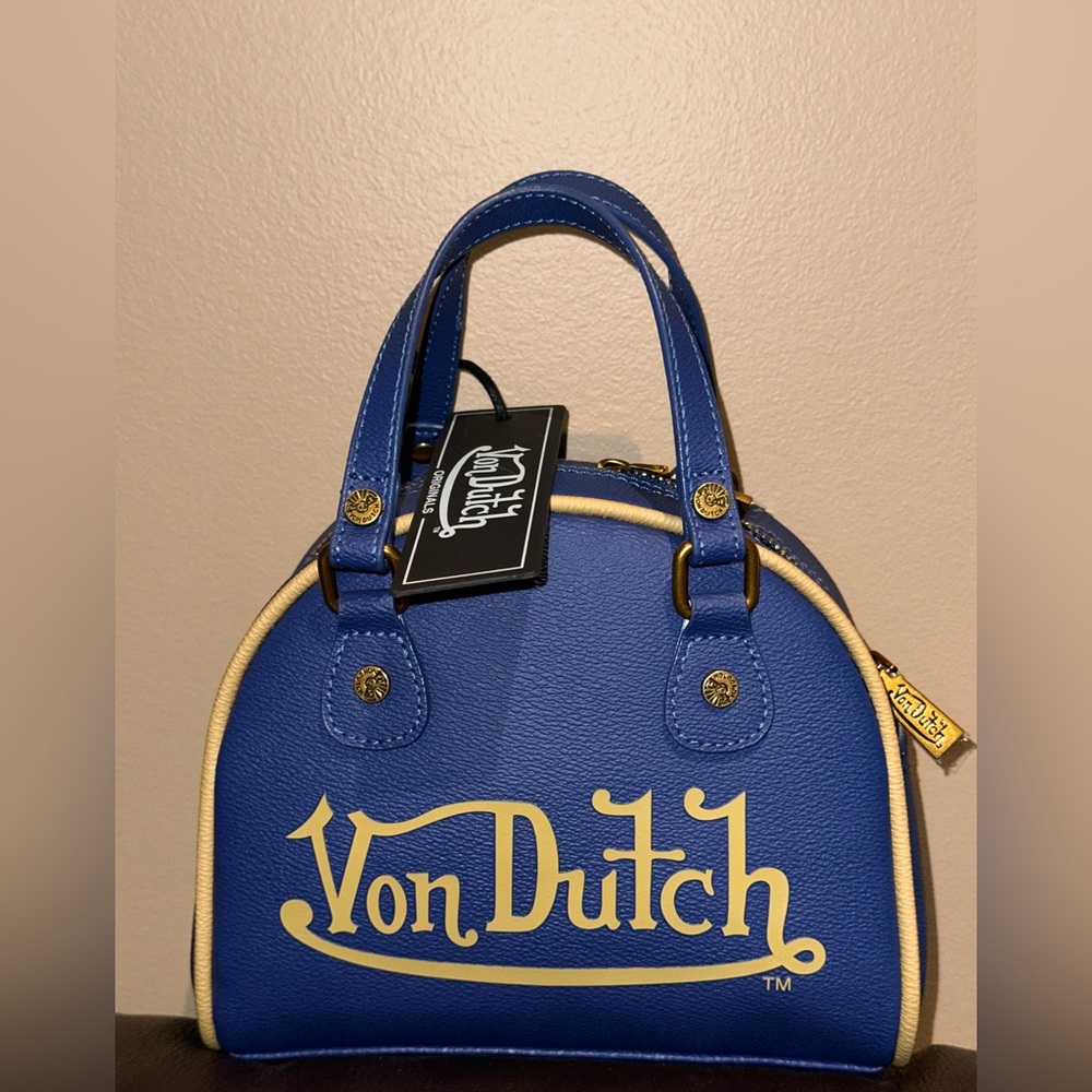 Von Dutch Blue and Tan Mini Bag